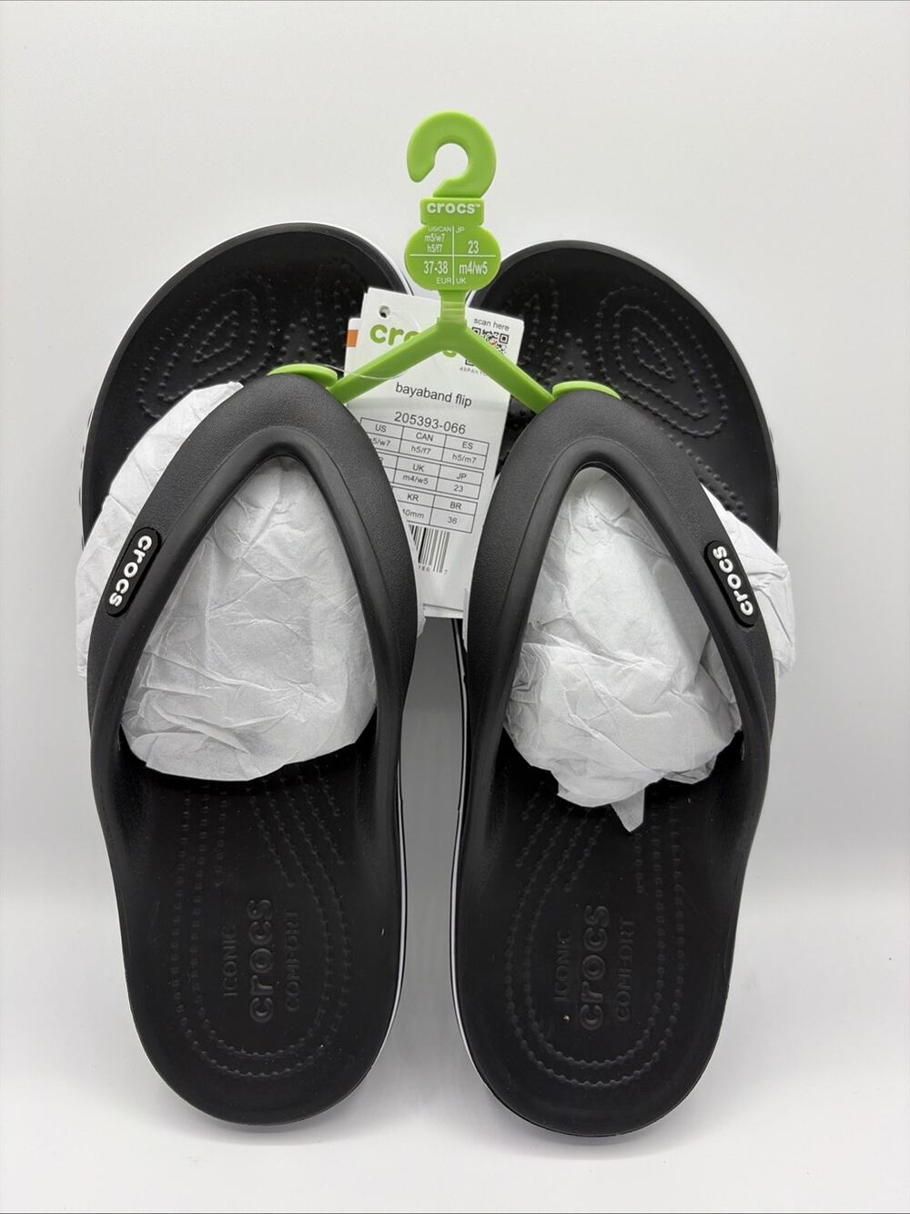 Crocs Adult Bayaband Flip Flop Sandals Unisex Black White Iconic Comfort M 5 W 7